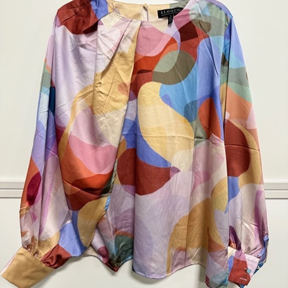 Eloquii pleated abstract blouse